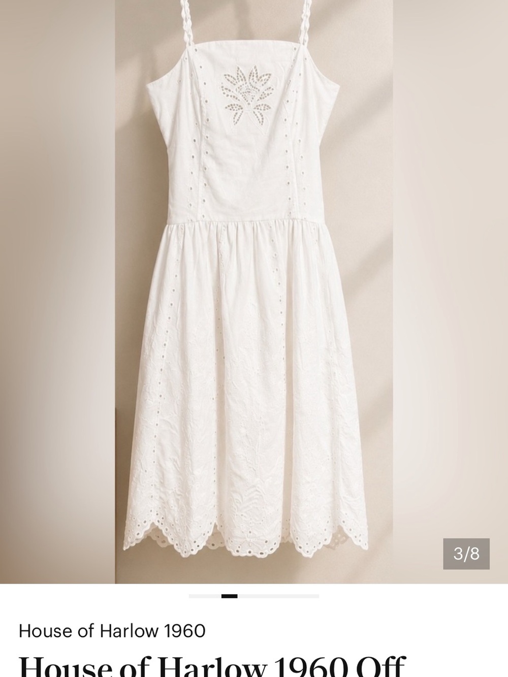 House Of Harlow 1960 white embroidered cotton midi dress size M - Picture 5 of 7